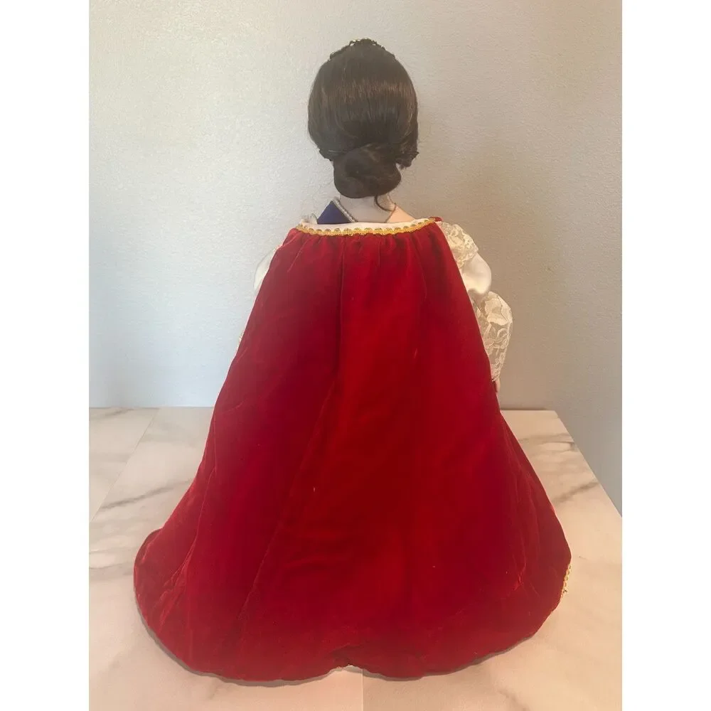 Queen Victoria Porcelain Doll 19 Inch Red Velvet Dress
